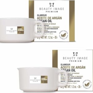 Pack 2 Velas de Masaje BEAUTY IMAGE – Aceite de Argán, Dorado