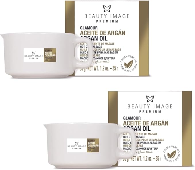 Pack 2 Velas de Masaje BEAUTY IMAGE – Aceite de Argán, Dorado