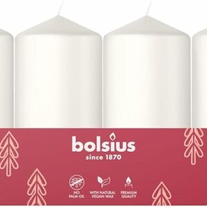 Set 4 Velas Decorativas Bolsius – 100 x 48 mm, Sin Perfume