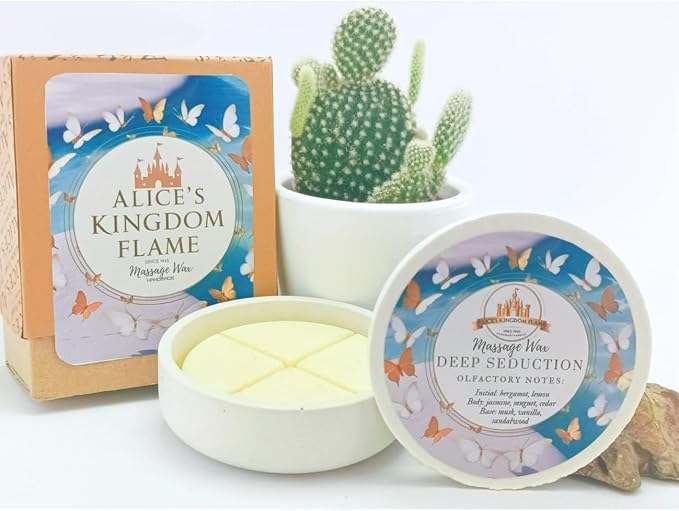 Vela de Masaje Alice's Kingdom – Coconut & Citrus, Vanilla, Passion Fruit, 40 g + Aceite