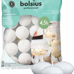 Velas Flotantes Bolsius – Blancas, 20 uds, 4.5 cm