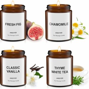 Pack 4 Velas de Masaje – Higos, Manzanilla, Vainilla y Tomillo, 512 g