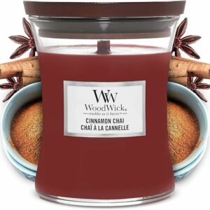 Vela Aromática WoodWick Hourglass – Canela Chai, 275 g